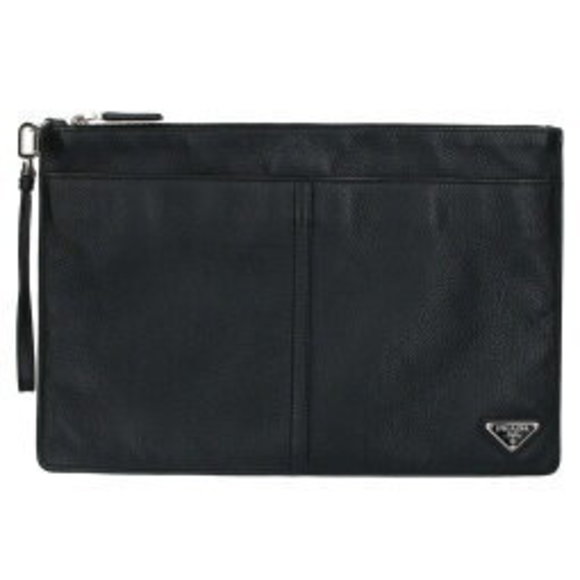 Prada Leather Clutch Bag Black - Picture 1 of 3